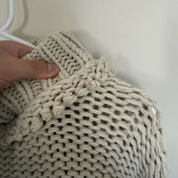 Free People Chunky Knit Cream My Only Sunshine Pullover Mockneck Sweater Preppy - Picture 8 of 16